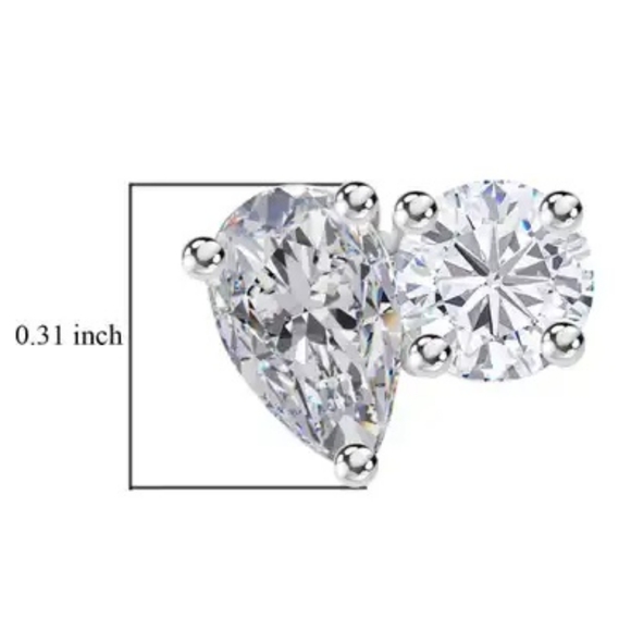 NWT💎MOISSANITE TOI ET MOI MOISSANITE EARRINGS IN PLATINUM OVER STERLING SILVER - Picture 9 of 12